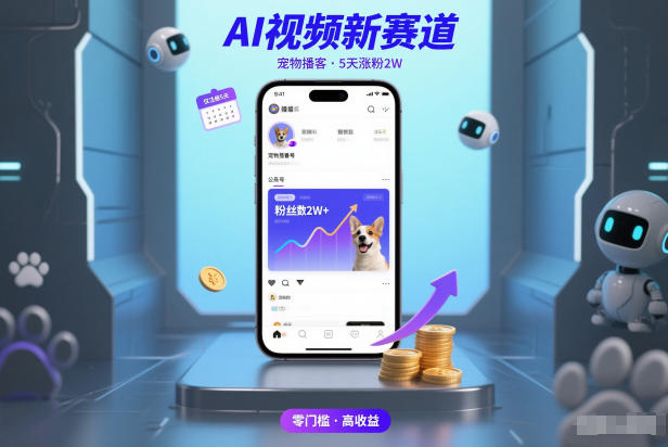 AI视频新赛道，宠物播客仅注册5天涨粉2W，收益非常可观-数智网创