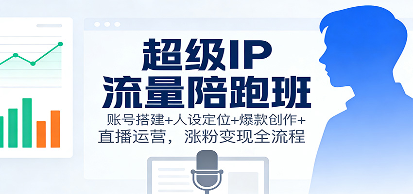 超级IP流量陪跑班:账号搭建+人设定位+爆款创作+直播运营,涨粉变现全流程-数智网创