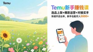 Temu新手赚钱课，选品上架+爆款运营+对接买手，快速开店出单，新手也能月入5000+-数智网创