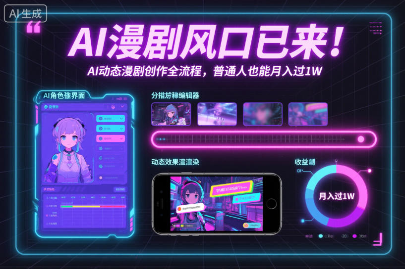 AI漫剧风口已来！AI动态漫剧创作全流程，普通人也能月入过1W-数智网创