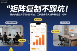 矩阵复制不踩坑！拼多多虚拟类目2025玩法，工作室或者个人矩阵稳定月1-5W【揭秘】-数智网创