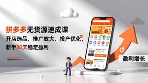 拼多多无货源速成课，开店选品、推广放大、投产优化，新手30天稳定盈利-数智网创