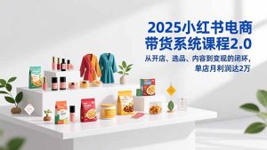 2025小红书电商带货系统课程2.0，从开店、选品、内容到变现的闭环，单店月利润达2万-数智网创