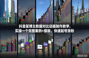 抖音某博主数据对比动画制作教学，实操完整案例+模板，快速起号涨粉-数智网创