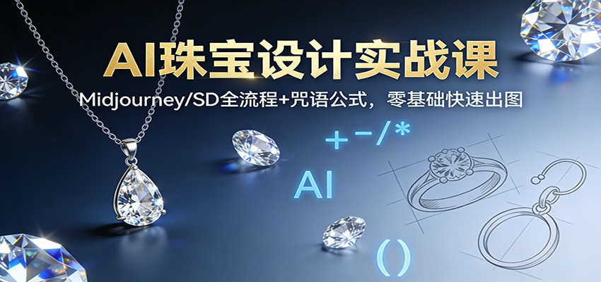 AI珠宝设计实战课：Midjourney/SD全流程+咒语公式，零基础快速出图-数智网创