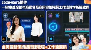sora插件生成全能商用带货及宣传视频coze工作流拆解教程-数智网创