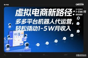 虚拟电商新路径：多多平台机器人代运营，轻松撬动1-5W月收入【揭秘】-数智网创