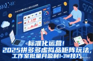 标准化运营!2025拼多多虚拟品矩阵玩法,工作室批量月盈利1-3W技巧【揭秘】-数智网创