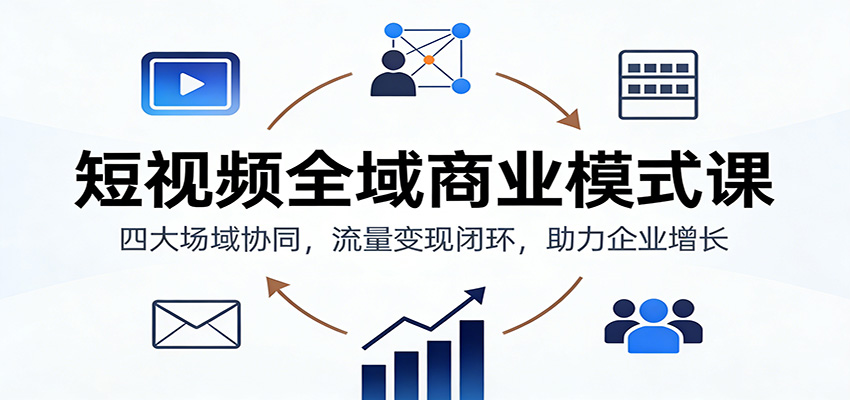 短视频全域商业模式课：四大场域协同，流量变现闭环，助力企业增长-数智网创