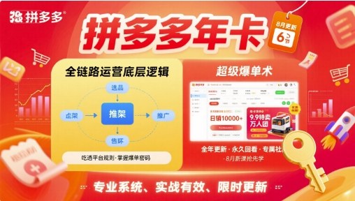拼多多年卡，拼多多全链路运营底层逻辑，超级爆单术【更新12月】-数智网创