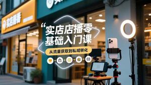 实体店播零基础入门课，实体店+短视频+直播+微信生态+私域社群，从流量获取到私域转化-数智网创