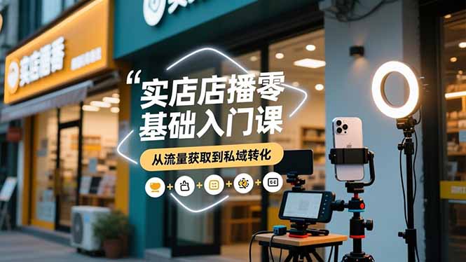 实体店播零基础入门课,实体店+短视频+直播+微信生态+私域社群,从流量获取到私域转化-数智网创