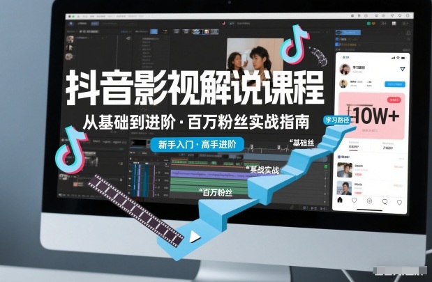 抖音百万粉丝影视解说课程，基础到进阶课，适合新手和进阶学习-数智网创