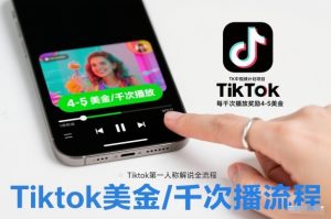 TK中视频计划项目，Tiktok第一人称解说流程，每干次播放奖励4-5美金-数智网创