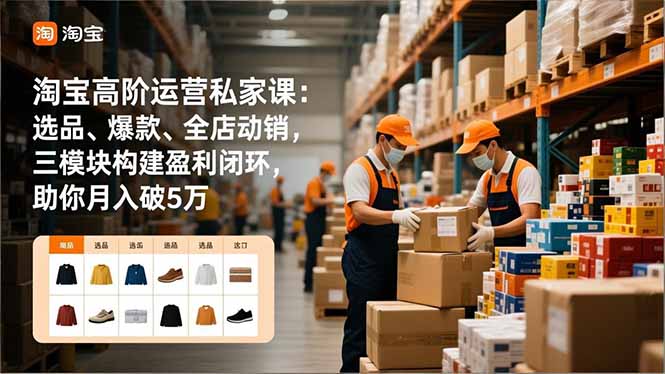 淘宝高阶运营私家课：选品、爆款、全店动销，三模块构建盈利闭环，助你月入破5万-数智网创