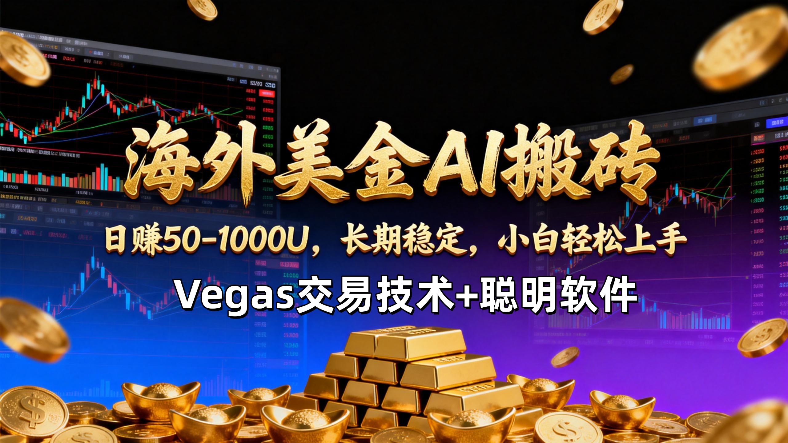 【海外美金AI搬砖】Vegas交易技术+聪明软件,日赚50-1000U,长期稳定,小白轻松上手。-数智网创