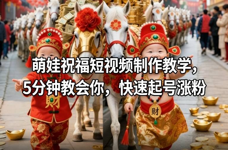 萌娃祝福短视频制作教学，5分钟教会你，快速起号涨粉-数智网创