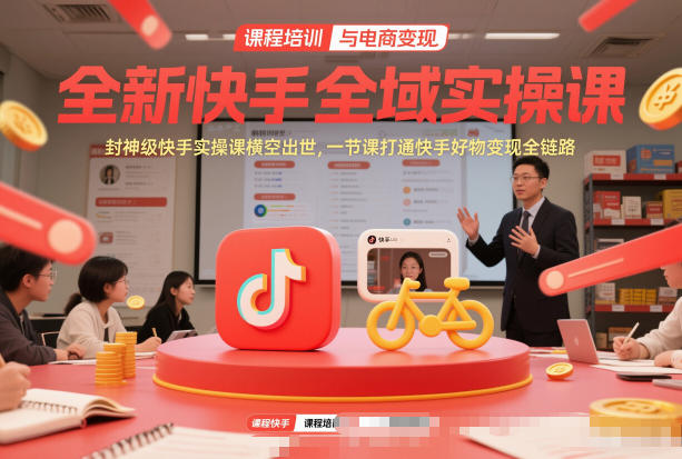 全新快手全域实操课，封神级快手实操课横空出世，一节课打通快手好物变现全链路-数智网创