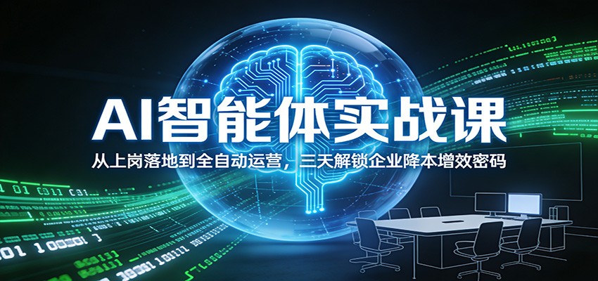 AI智能体实战课：从上岗落地到全自动运营，三天解锁企业降本增效密码-数智网创