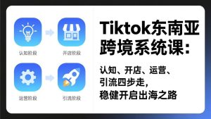 TikTok东南亚跨境系统课：认知、开店、运营、引流四步走，稳健开启出海之路-数智网创