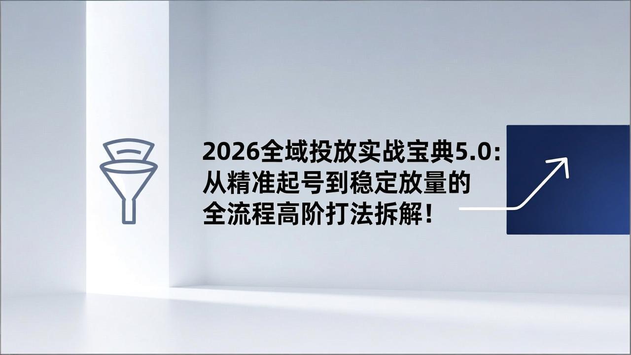 2026全域投放实战宝典5.0:从精准起号到稳定放量的全流程高阶打法拆解!-数智网创