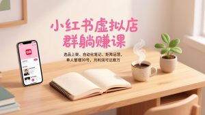 小红书虚拟店群躺赚课，选品上架、自动化笔记、矩阵运营，单人管理30号，月利润可达数万-数智网创