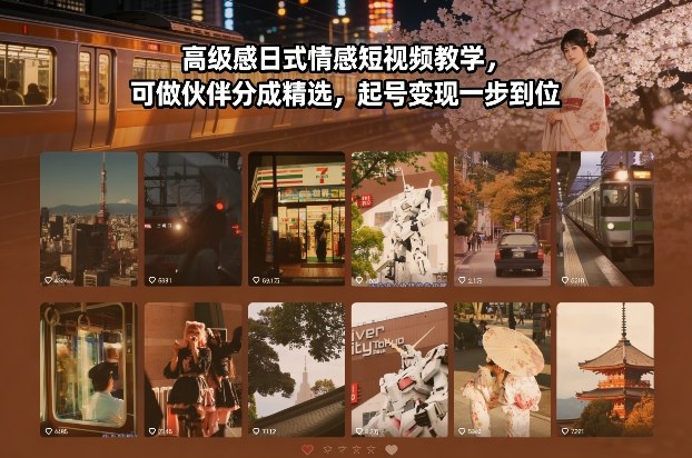 高级感日式情感短视频教学，可做伙伴分成精选，起号变现一步到位-数智网创