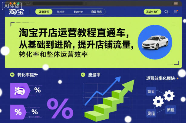 淘宝开店运营教程直通车，从基础到进阶，提升店铺流量，转化率和整体运营效率(更新26年1月)-数智网创