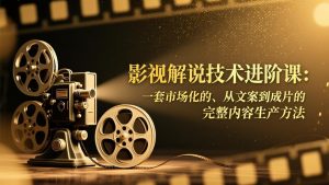 影视解说技术进阶课：一套市场化的、从文案到成片的完整内容生产方法-数智网创