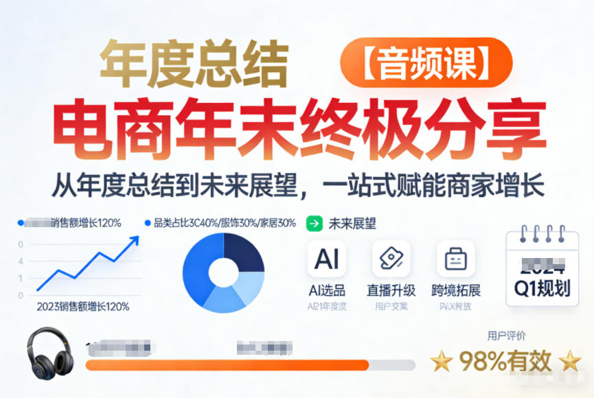 电商年未终极分享，从年度总结到未来展望，一站式赋能商家增长【音频课】-数智网创