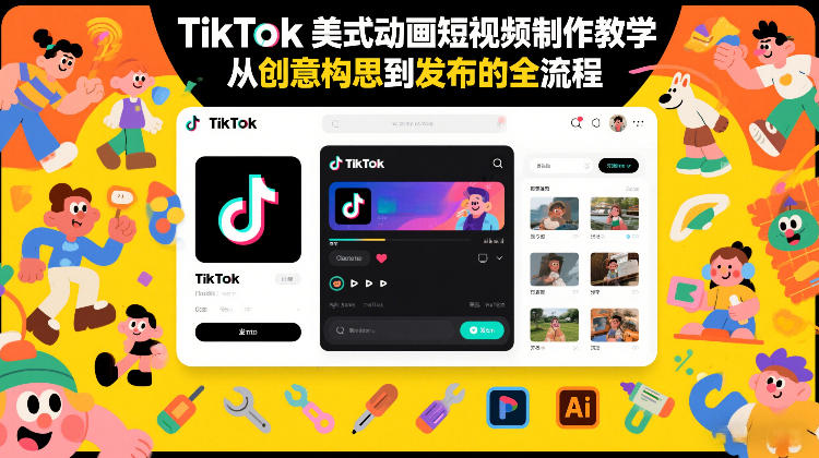 TikTok美式动画短视频制作教学，从创意构思到发布的全流程-数智网创