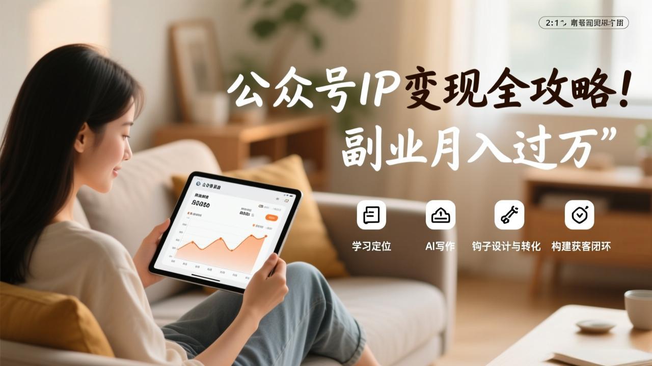 公众号IP变现全攻略,学习定位、AI写作、钩子设计与转化,构建获客闭环,副业月入过万-数智网创