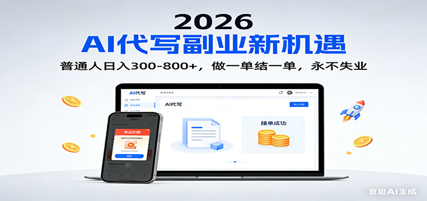 2026 副业首选！AI 代写日入 300-800，普通人0门槛，做一单结一单！-数智网创