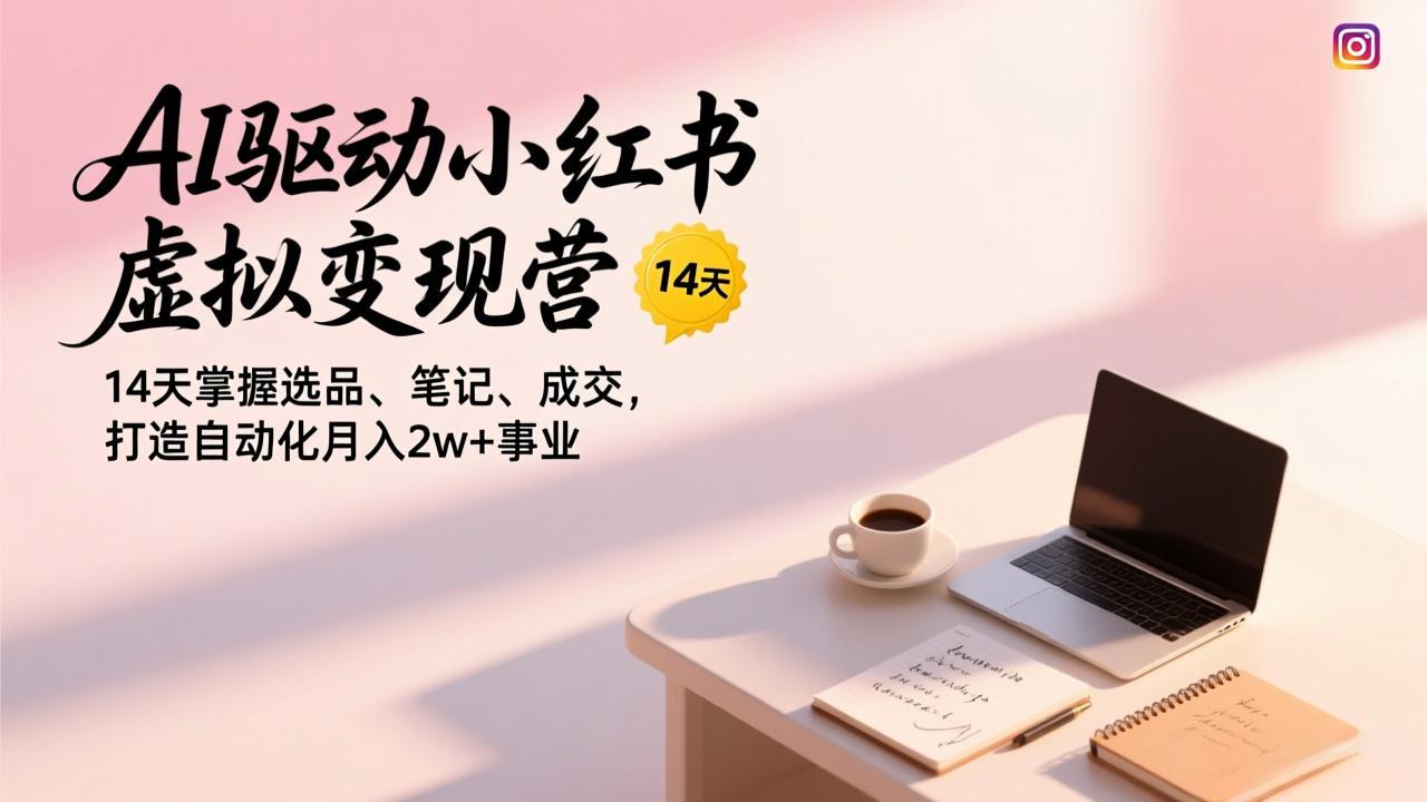 AI驱动小红书虚拟变现营，14天掌握选品、笔记、成交，打造自动化月入2w+事业-数智网创