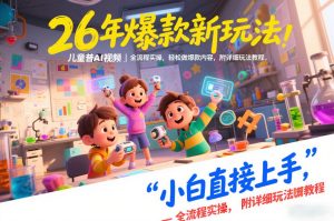 26年爆款新玩法，儿童科普AI视频，全流程实操，轻松做爆款内容，小白直接上手，附详细玩法教程-数智网创