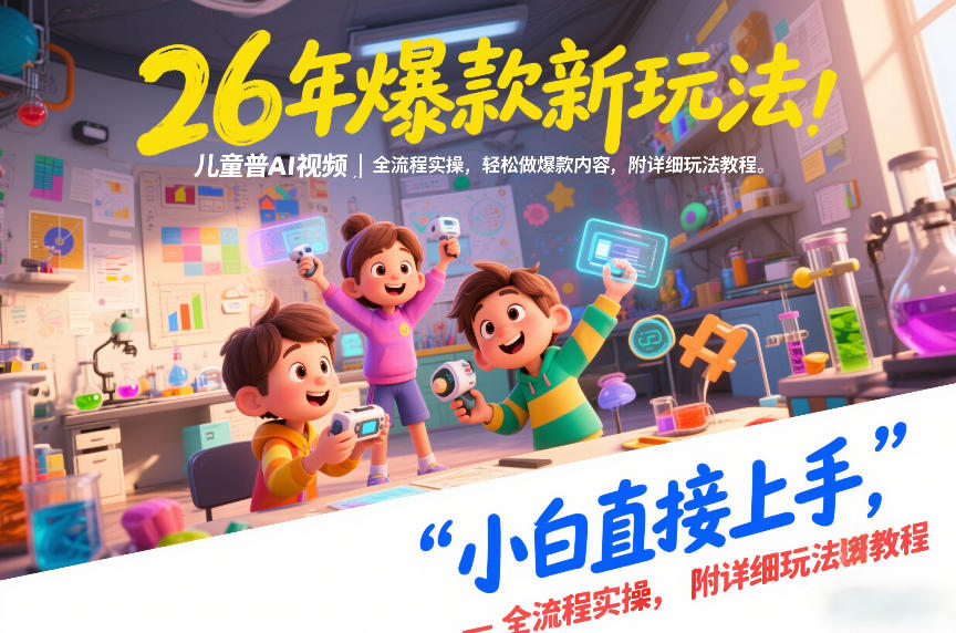 26年爆款新玩法，儿童科普AI视频，全流程实操，轻松做爆款内容，小白直接上手，附详细玩法教程-数智网创