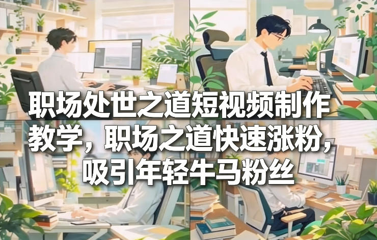 职场处世之道短视频制作教学，职场之道快速涨粉，吸引年轻牛马粉丝-数智网创
