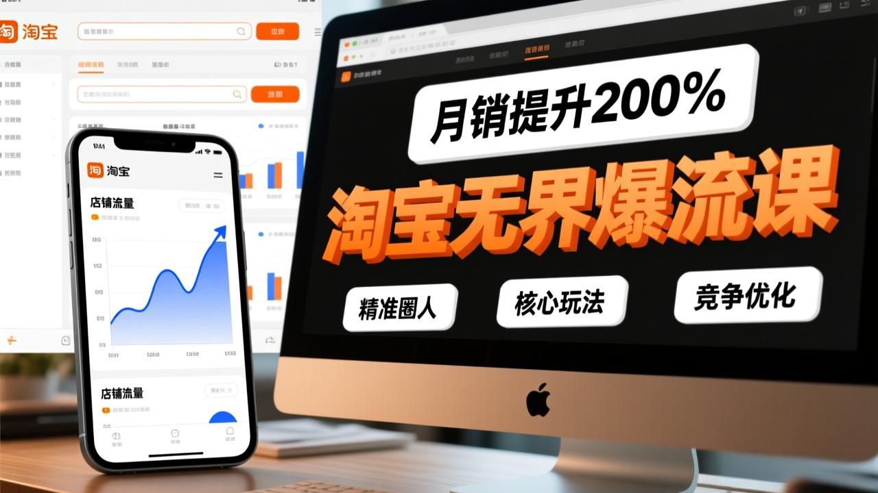 淘宝无界爆流课,精准圈人、核心玩法、竞争优化,快速引爆店铺流量,月销提升200%-数智网创