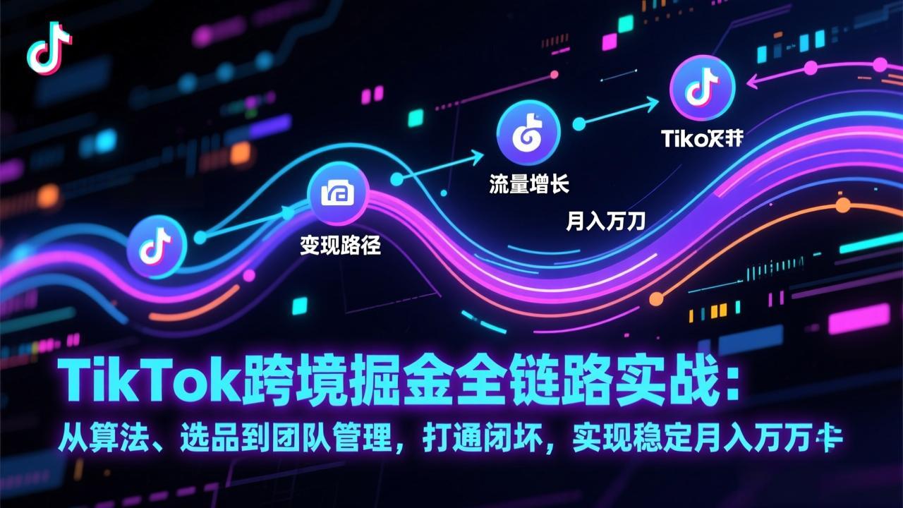 TikTok跨境掘金全链路实战：从算法、选品到团队管理，打通闭环，实现稳定月入万刀-数智网创