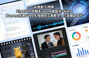 AI电影大师课：ChatGPT写脚本+Suno做配乐+Nano Banana生图+Veo生视频，打造爆款短片-数智网创