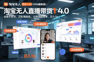 淘宝无人直播带货14.0(2026最新版)：合规不封号，公私域结合，玩法超简单，日入1k+【揭秘】-数智网创