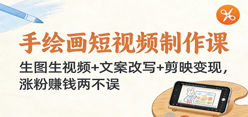 手绘画短视频制作课:生图生视频+文案改写+剪映变现,涨粉赚钱两不误-数智网创