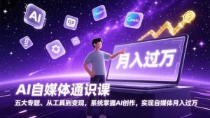 AI自媒体通识课，五大专题、从工具到变现，系统掌握AI创作，实现自媒体月入过万-数智网创