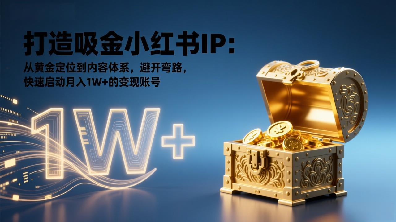 打造吸金小红书IP:从黄金定位到内容体系,避开弯路,快速启动月入1W+的变现账号-数智网创