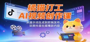 橘猫打工AI视频创作课：从提示词生成到剪辑发布，玩转抖音社媒爆款内容-数智网创