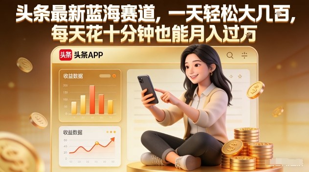 头条最新蓝海赛道,一天轻松大几张,每天花十分钟也能月入过1W【揭秘】-数智网创