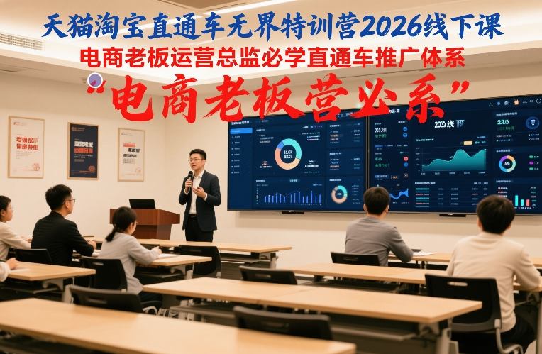 天猫淘宝直通车无界特训营2026线下课,电商老板运营总监必学直通车推广体系-数智网创