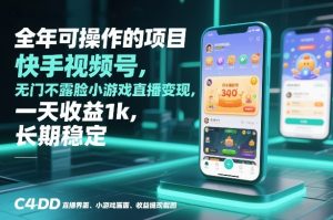 全年可操作的项目，快手视频号无门槛不露脸小游戏直播变现，一天收益1k，长期稳定【揭秘】-数智网创