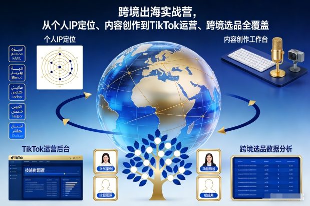 跨境出海实战营，从个人IP定位、内容创作到TikTok运营、跨境选品全覆盖-数智网创