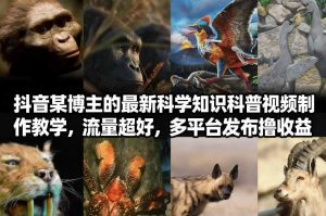 抖音60W粉丝博主最新科学知识科普视频制作教学，流量超好，多平台发布撸收益-数智网创